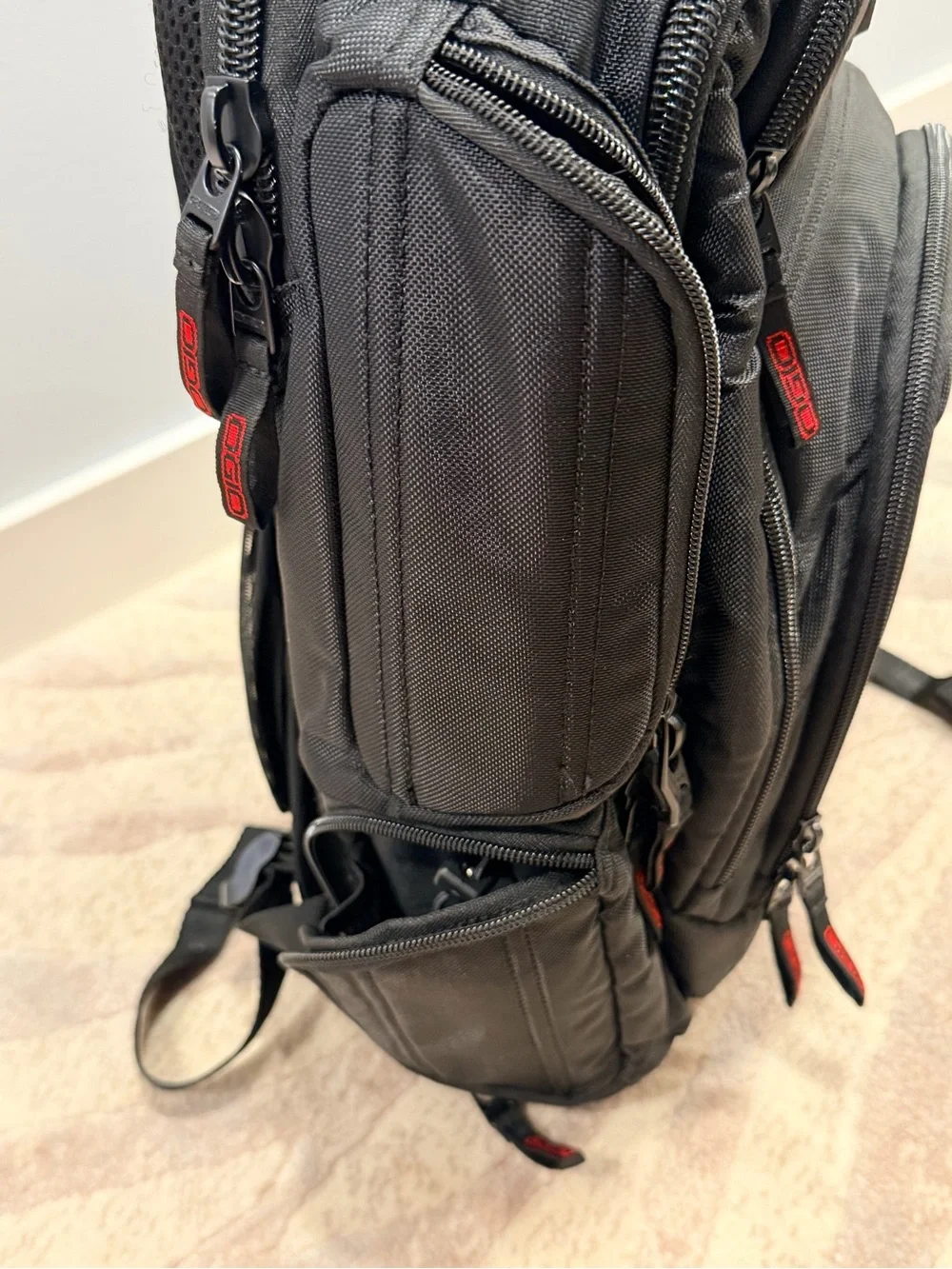 OGIO Black Backpack with Red Zipper Accents